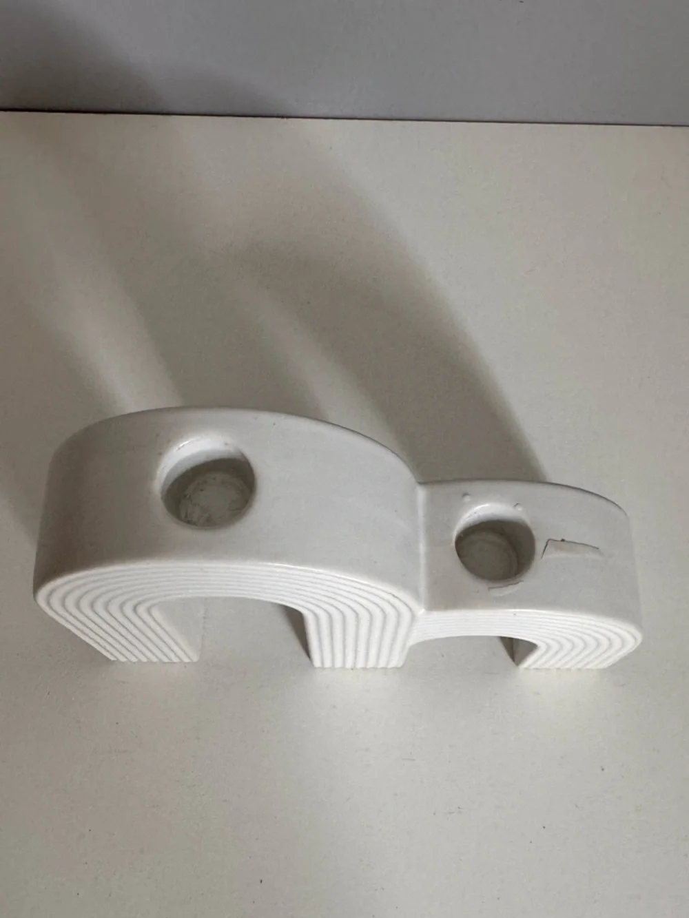 World Market White Ceramic Rainbow Arc Taper Candle Holder Boho Modern Decor